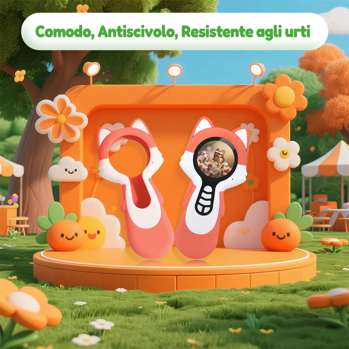Microscopio digitale 2 in 1 per bambini, un obiettivo per fotocamera e un obiettivo per microscopio, microscope for kids 100X, piccoli esploratori, 16GB, Volpe