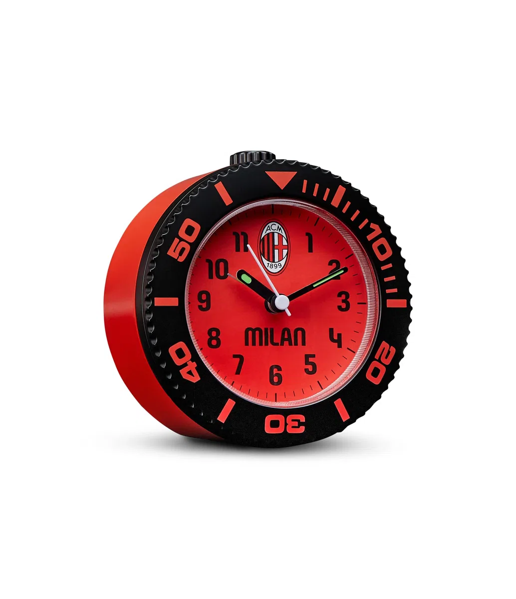 Seven Sveglia analogica A.C. MILAN al quarzo con movimento continuo, Prodotto ufficiale, Calcio, Idea regalo bambini e adulti