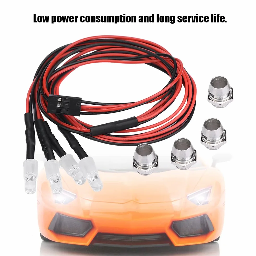 Dilwe Luci a LED Modello RC, Set di Fanali Posteriori per Fanali 4Pcs 5mm Kit Luce LED Auto RC per Accessori per Camion 1/10 (13# luce Bianca + Luce Rossa)