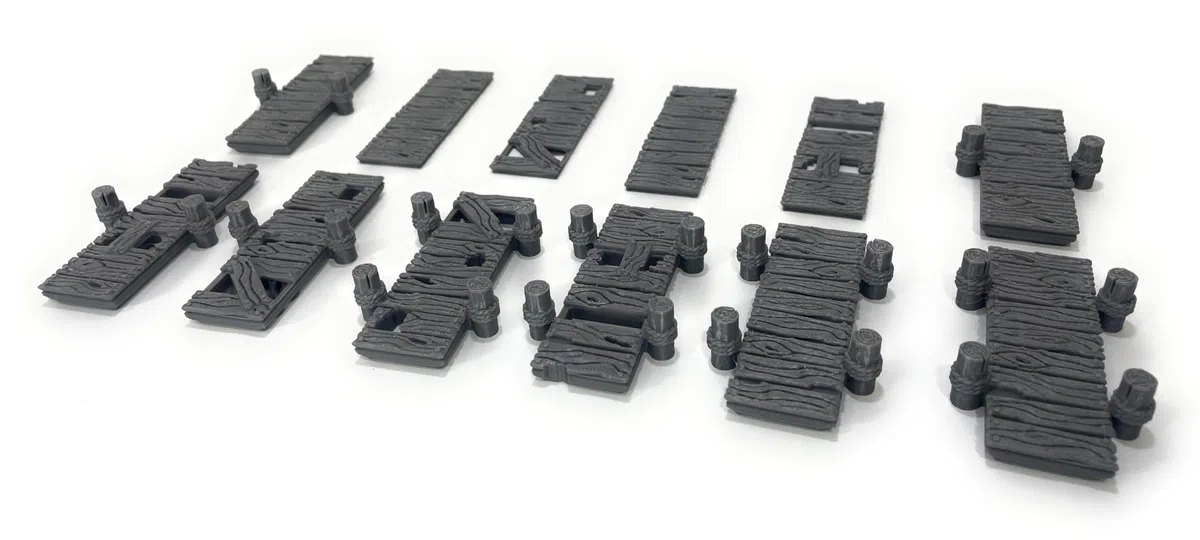 Passerelle e piattaforme a molla, 16 pezzi, scenografia Fantasy per Wargames, compatibile con miniature 28 mm-32 mm - Stampa 3D