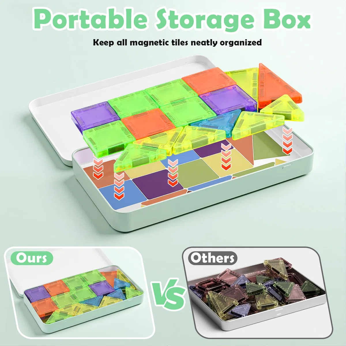 50 Pezzi Mini Costruzioni Magnetiche da Viaggio, Mini Piastrelle Magnetiche Bambini da Viaggio, Blocchi Magnetici per Bambini 3+ Anni, Giochi da Viaggio Regalo per Bambini 3+ Anni