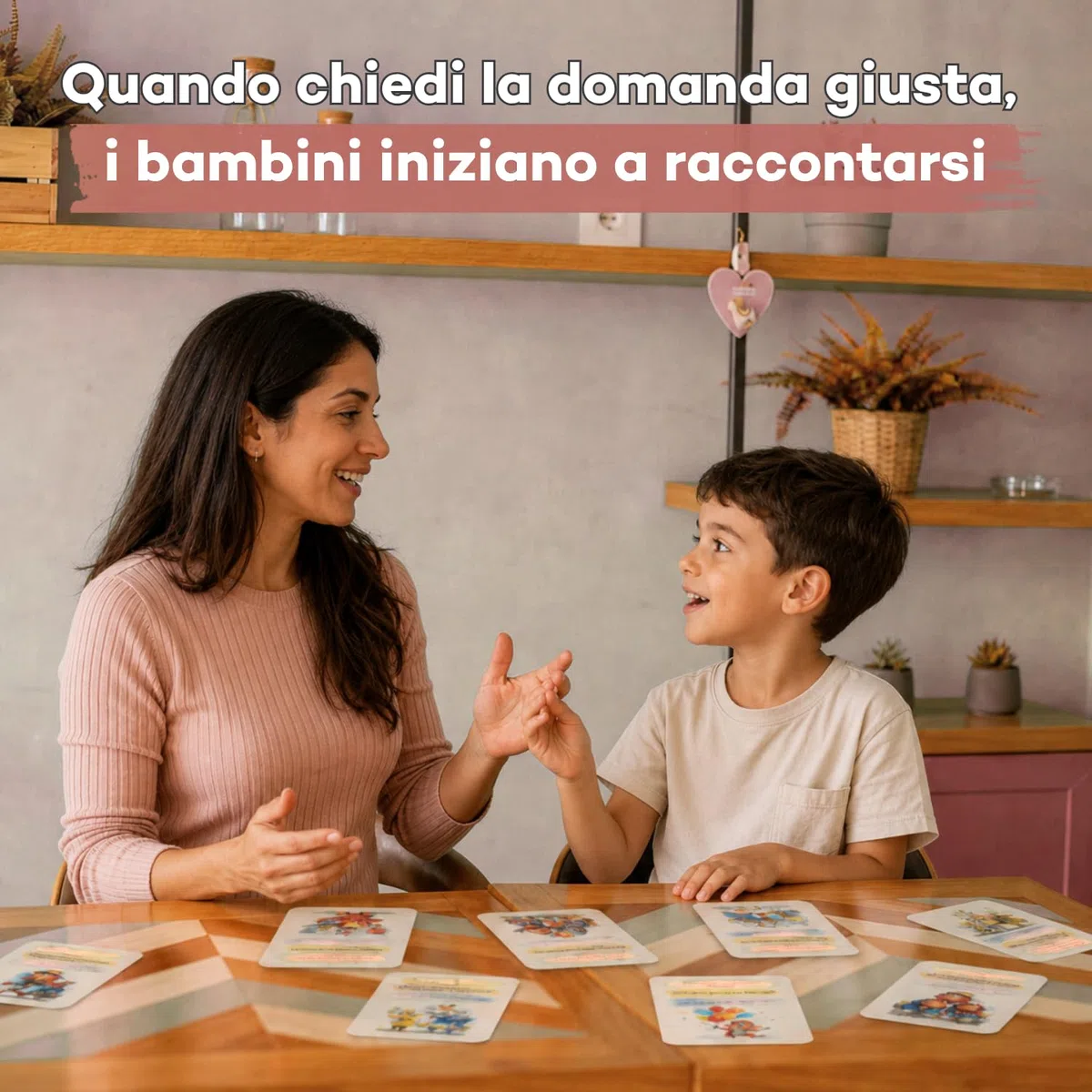 Raccontami un Po’ – Carte di Conversazione per Bambini 5+, 50 Carte Illustrate con 150 Domande in Italiano, Gioco Educativo Emozionale per Genitori e Figli