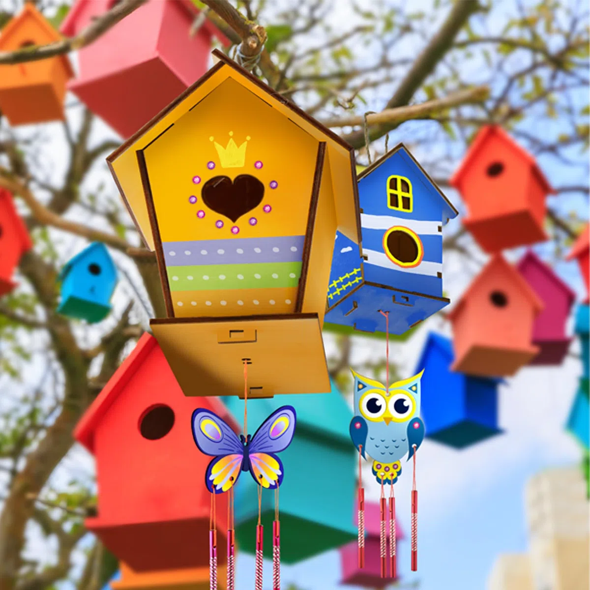 Byncceh 2 Pezzi Kit Casetta Uccelli in Legno, fai da te per bambini, Lavoretti Creativi Costruire Giocattoli, Regalo di compleanno di Natale per ragazze ragazzi