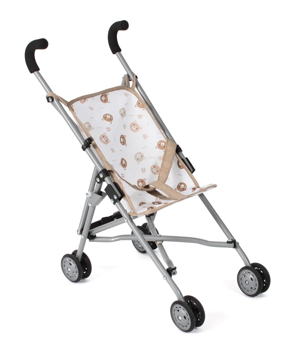 Bayer Chic 2000 - Passeggino per bambole Roma, passeggino per bambole, mini passeggino, orsetto beige, 601-63
