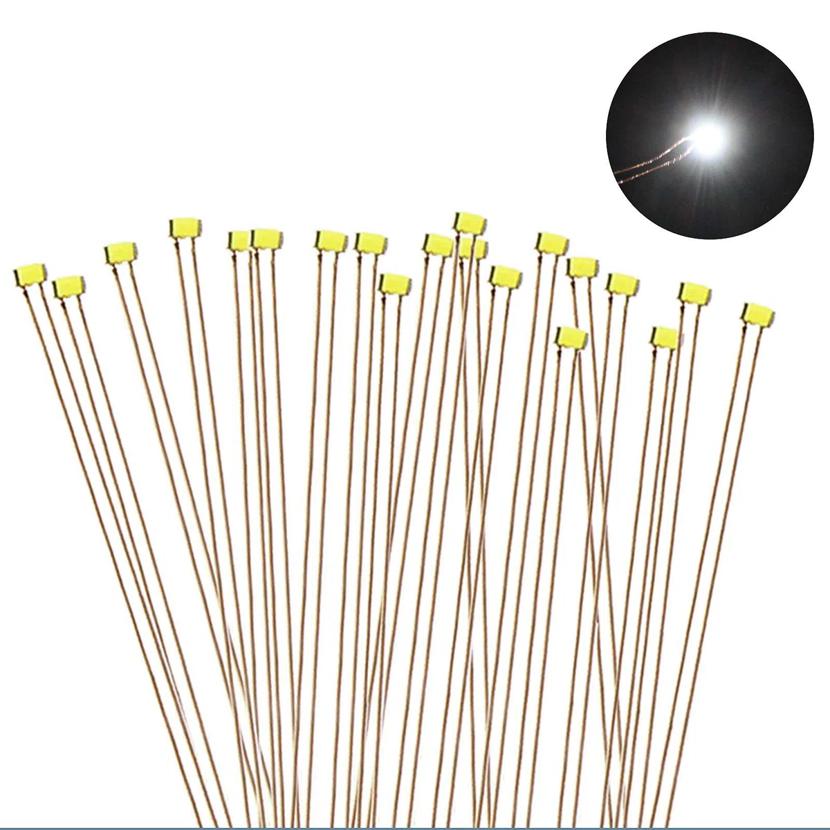 Evemodel C0402W - 20 LED SMD, forma 0402 + filo Cu, 20 cm, colore: Bianco