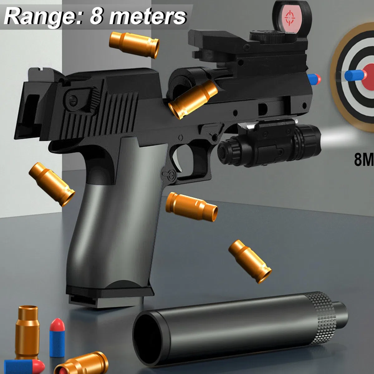 Pistola Giocattolo Realistica, Pistole Giocattolo di Schiuma Blaster a Proiettile Morbido, Soft Bullet Toy Gun Desert Eagle per il Gioco All'interno e All'aperto, Regali di Compleanno per 14+