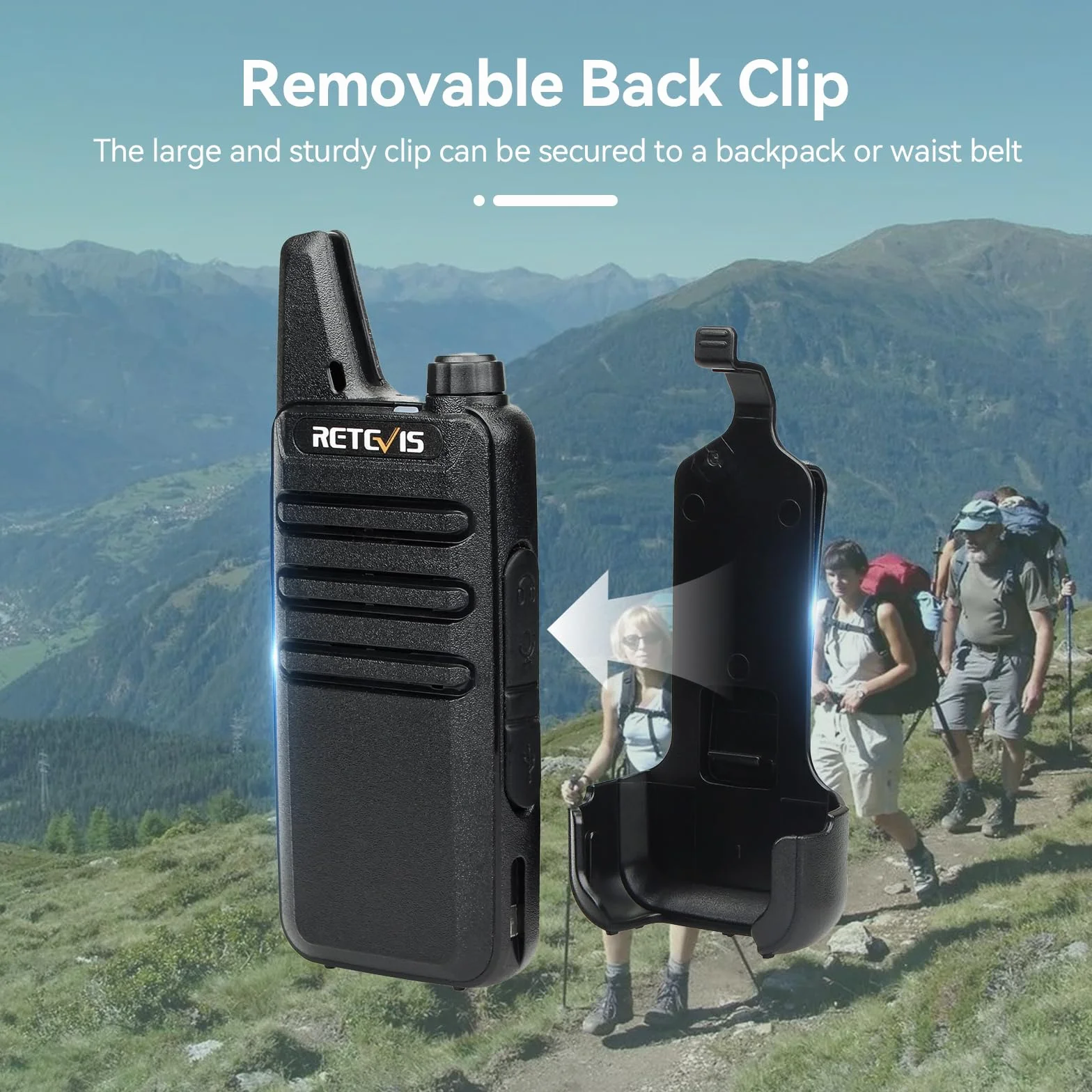 Retevis RT622 Walkie-Talkie PMR446 Radio Portatile Ricaricabile VOX ABS Nero 1 Paio