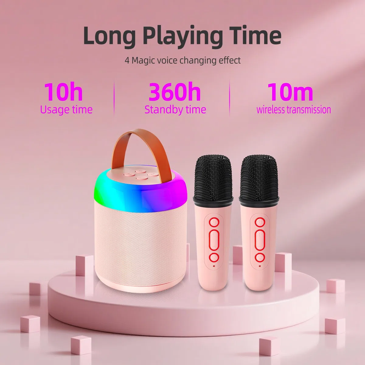 Karaoke per Bambini con Microfono,Regalo Compleanno Bambina 3-12 Anni,Cassa Bluetooth con Luce LED e Cambia Voce,2 Microfoni Wireless,1 biglietto di auguri,per Ragazzi e Ragazze 3-15 Anni
