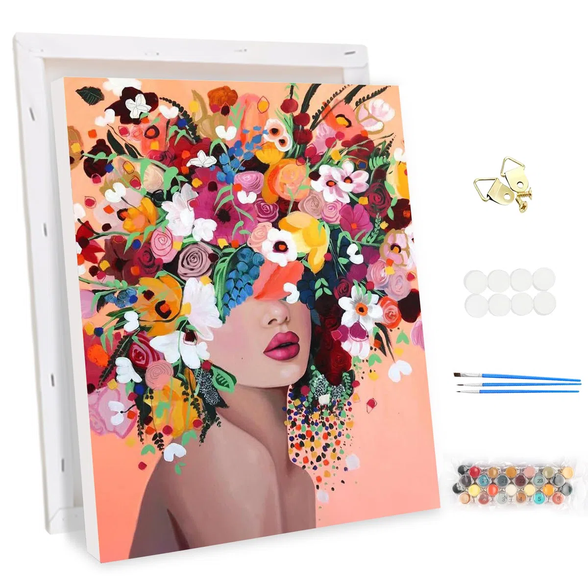 MEIYUDA Dipingere con i Numeri Adulti con Telaio Ragazze Fiori, fai da te Paint by Numbers Quadri da Dipingere Numerat, Pittura a Olio Kit, Pittura Adulti Decora la Casa Regalo 30x40cm