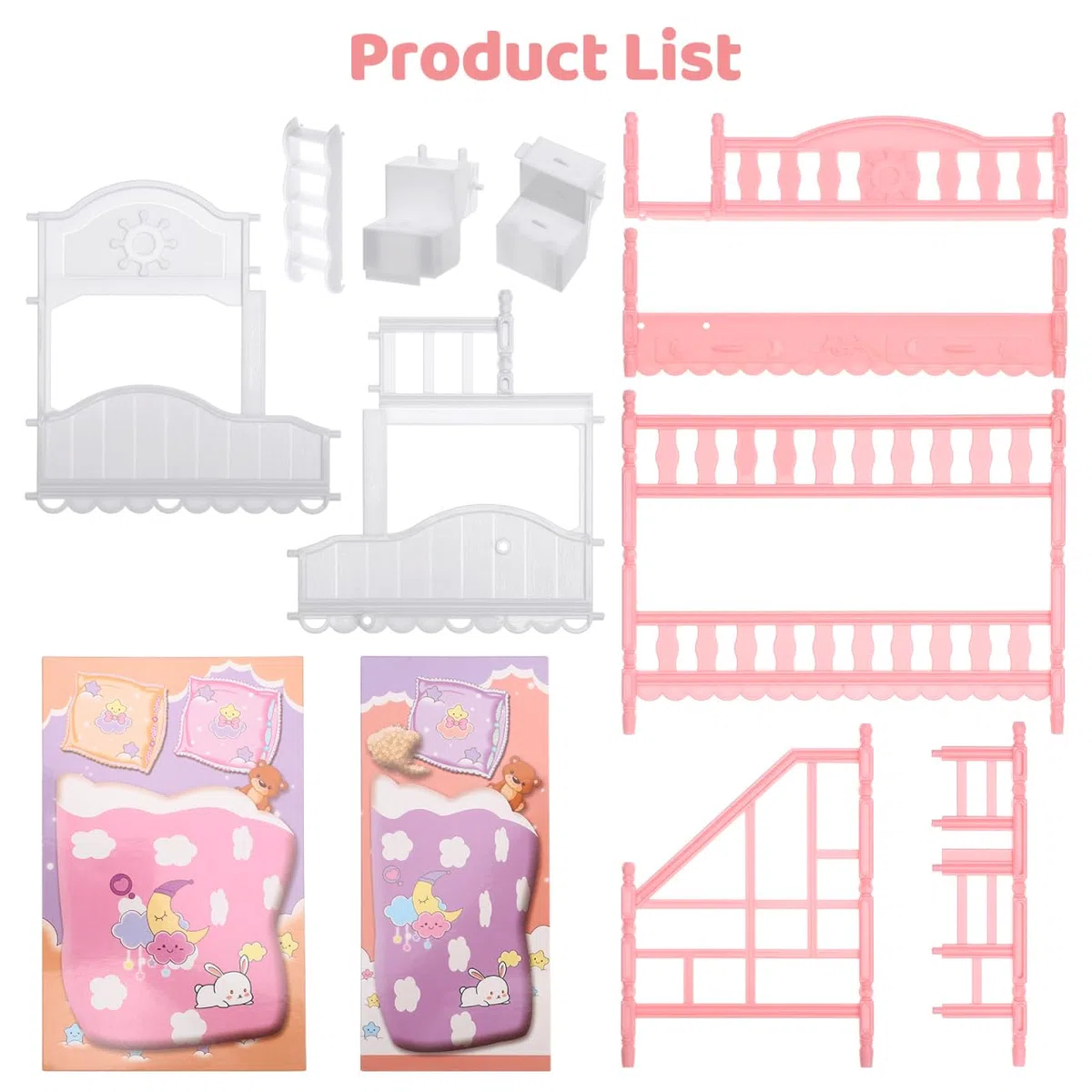HOMSFOU Letto a Castello in Miniatura 1/12 Per Casa Delle Bambole Mobili Per Bambole Con Doppio Strato Decorazione Realistica E Compatibile Con Accessori Miniatura 8.82X5.51X5.12In