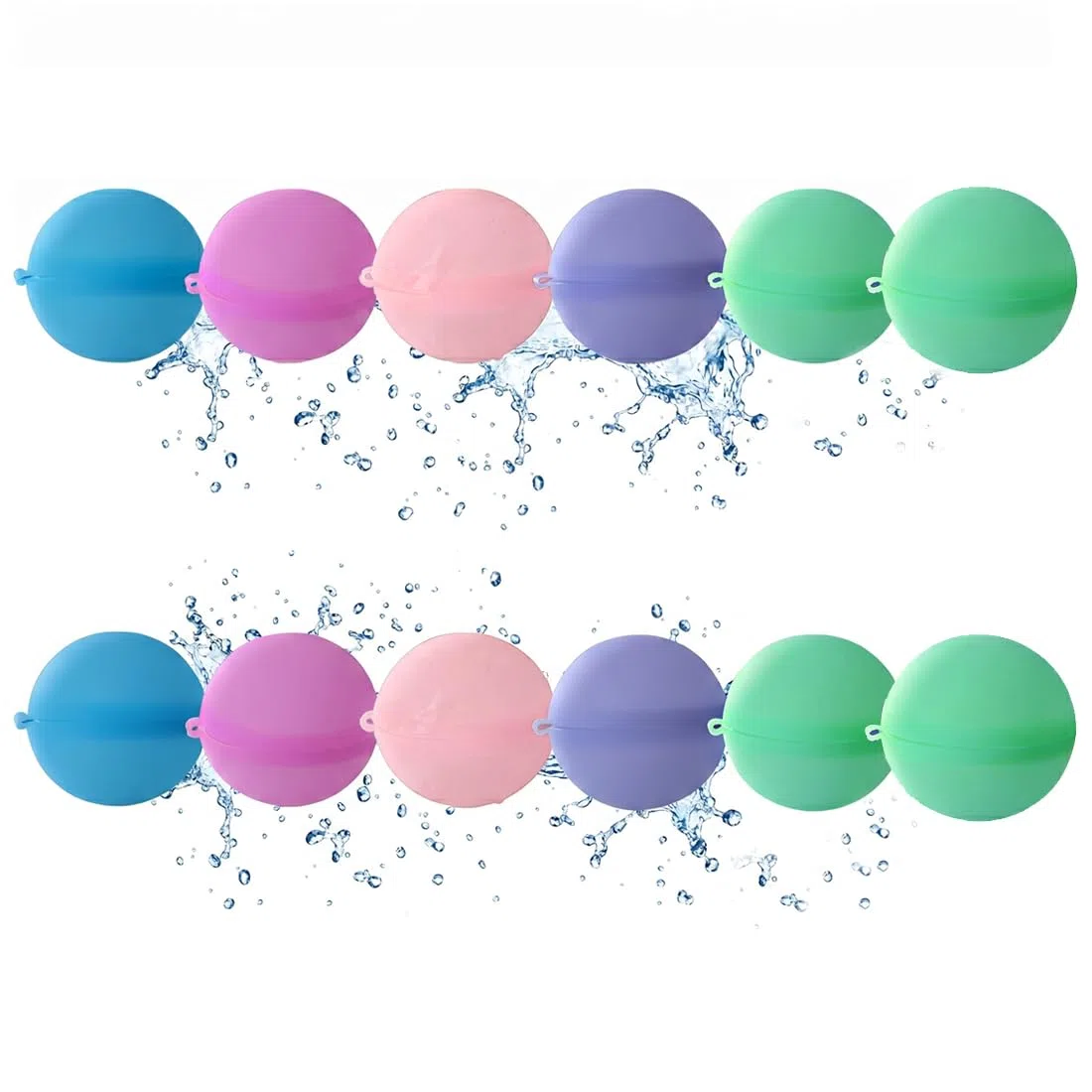 Palline acqua silicone 12 pezzi 6 cm 15 g, bombe acqua riutilizzabili con chiusura a scatto per giochi estivi giardino piscina spiaggia compleanni e feste all'aperto