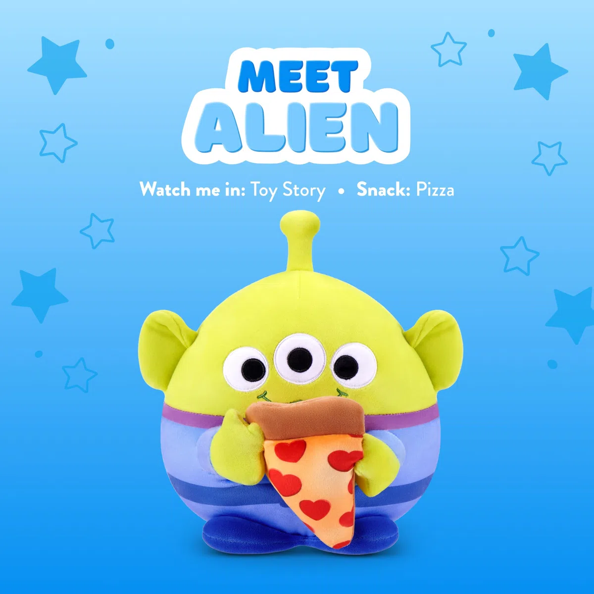Snackles Disney Pixar Toy Story Alien & Pizza Peluche 20 cm di ZURU – Omini Verdi Peluche Ultra-Morbido da Collezione con Accessorio Snack, Regalo per Bambini & Fan Disney