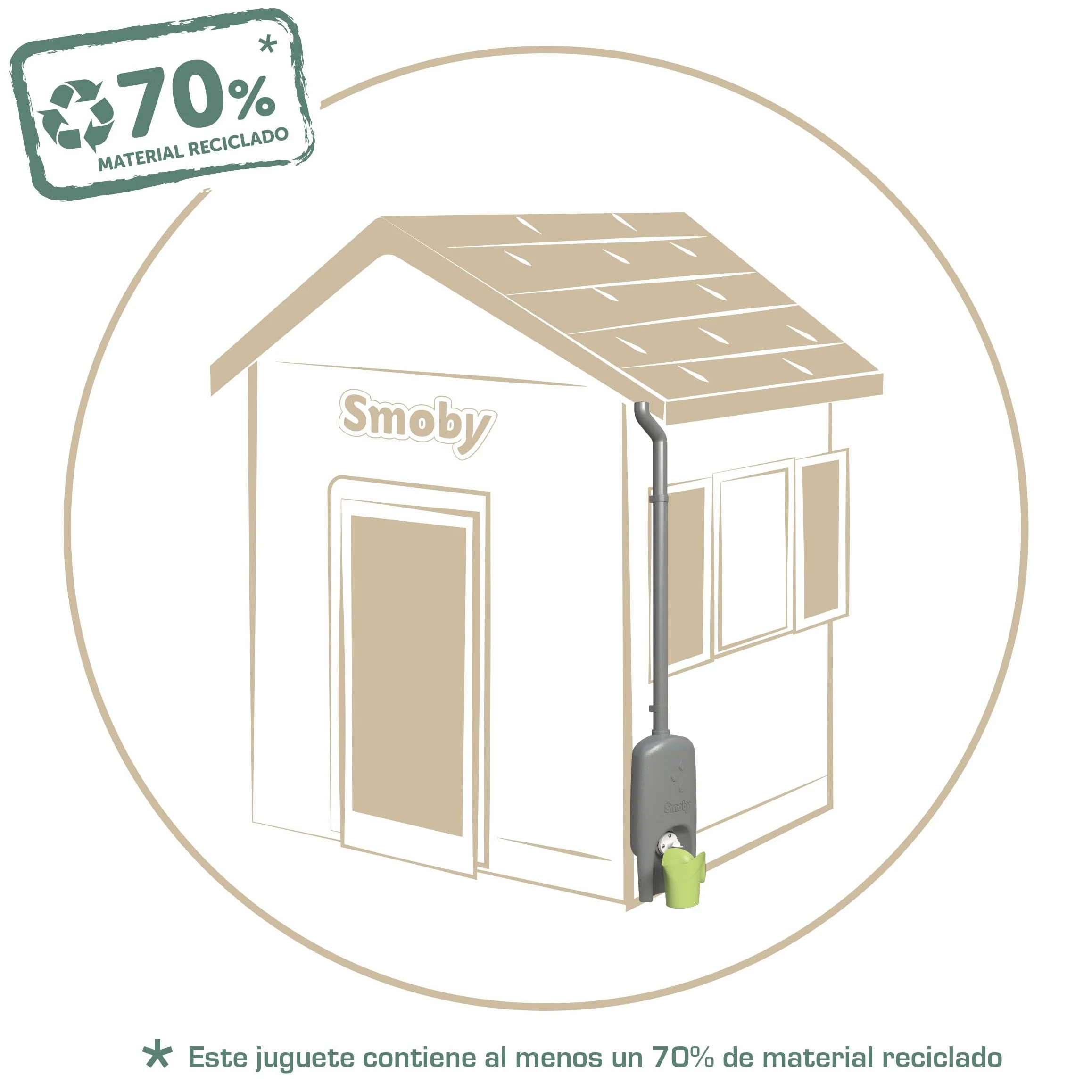 Smoby Life - Raccoglitore d'acqua - Grondaia, serbatoio, rubinetto, annaffiatoio - Trattamento anti UV - Materiale riciclato - Dai 2 anni - Prodotto in Francia