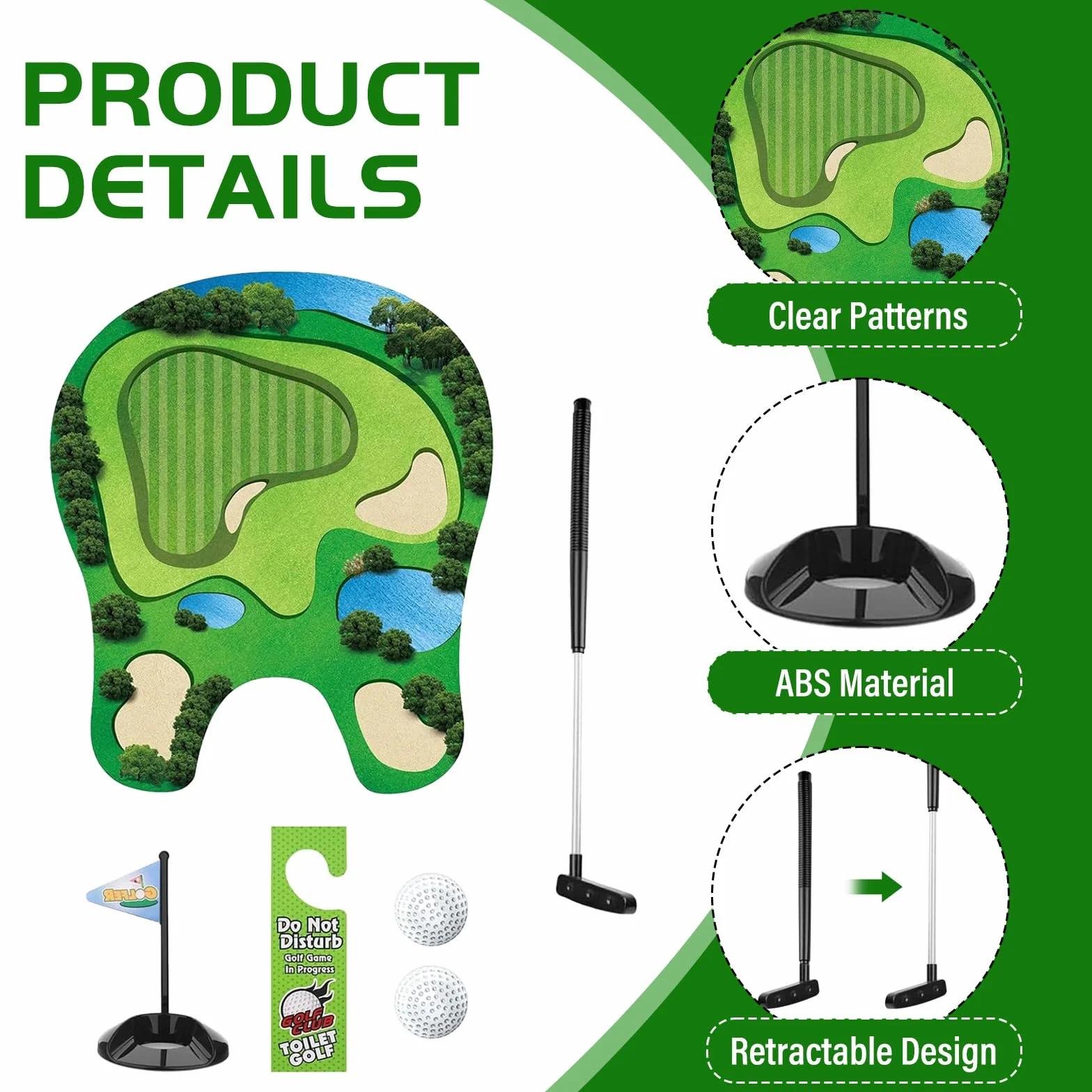 Toilet Golf Game, Mini Golf Divertente per Il Bagno, Minigolf Putter Gioco da Toilette, Set da Golf per WC per Divertimento e Intrattenimento, Sollievo dallo Stress e Relax Regaloesilarante