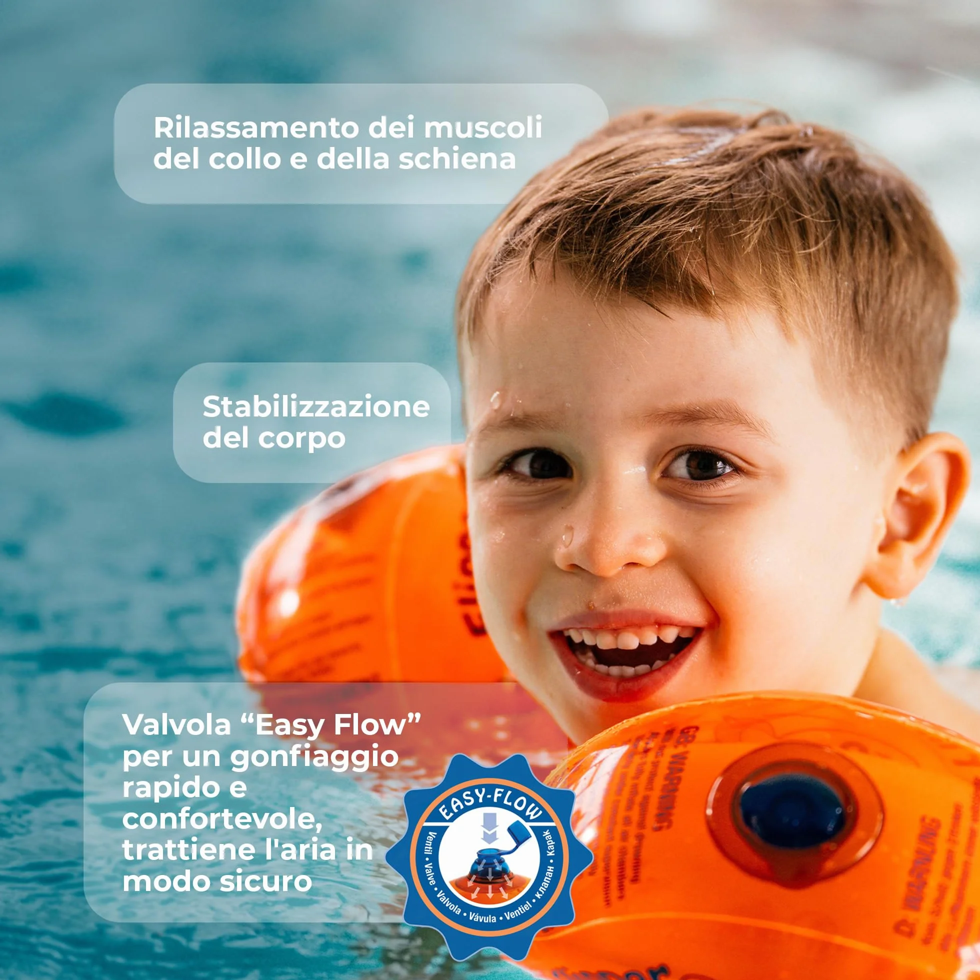 Flipper SwimSafe - ausilio per il nuoto per bambini dai 12 mesi, ali d'acqua con nucleo infrangibile in schiuma PE per imparare a nuotare