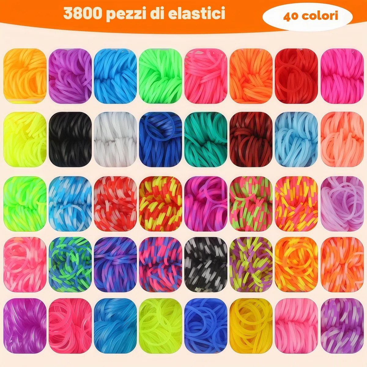 YeeQo 4100+ Set Elastici Per Braccialetti Colorati, fai da te per Elastici Braccialetti Kit per Bambini con 54 scomparti, comprensivo di telaio, ciondoli, perline, giocattoli creativi e regali