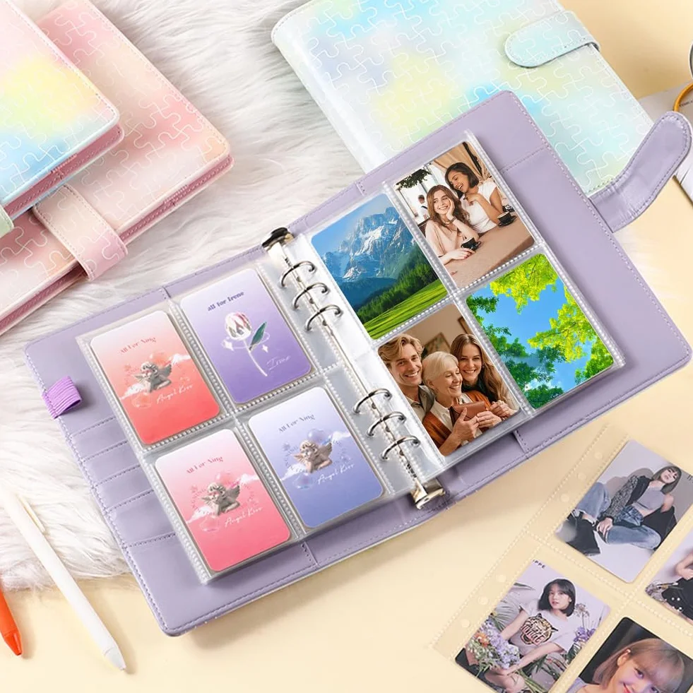 Kpop Photocard Binder A5 120 Tasche 4 Pagine 30 Pagine Album Fotografico 6 Album Ad Anelli in Pelle PU per Raccolta di Foto