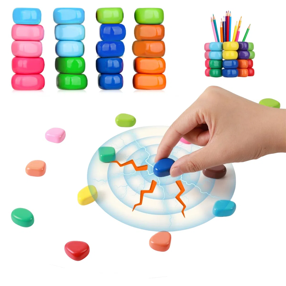 Gioco Magnetico, Scacchi Magnetici, Gioco Con Magneti, Gioco Magnetico Con Corda, 20 Pietre Magnetiche Colorate Con Cordino, Gioco di Strategia Portatile, per Bambini, Famiglia, Viaggio