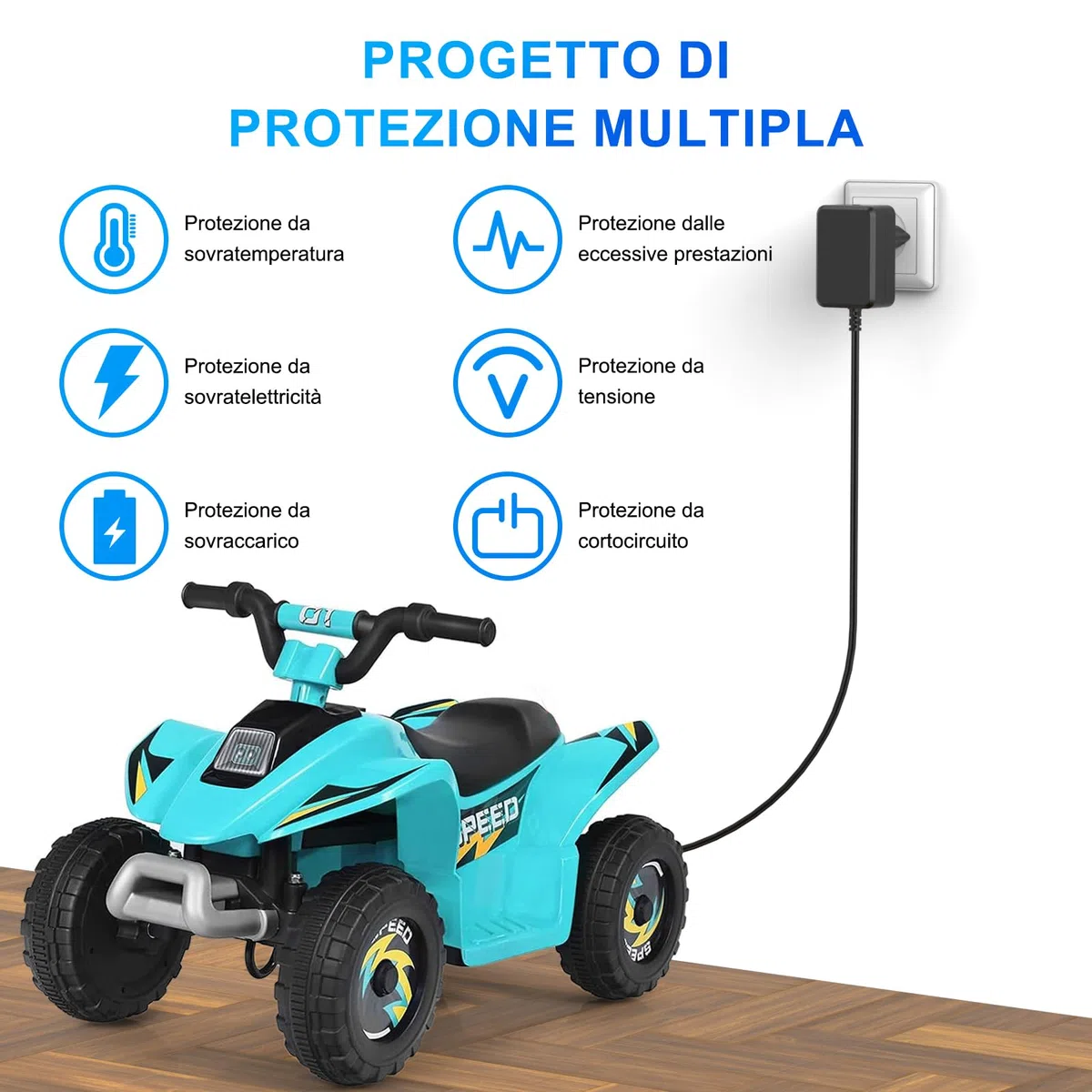 shefor Caricabatterie 6V 1A Compatibile con Auto Elettriche per Bambini, Alimentatore 6V 1000mA per Veicoli Giocattolo Elettrici Quad Trattore Moto SUV ATV Macchina Giocattolo (5,5 x 2,1 mm)
