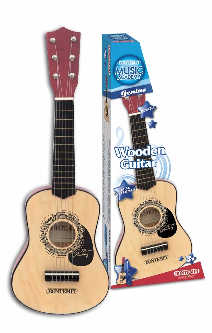 Bontempi | WoodHarmony - Chitarra Classica in Legno da 35 cm per Avventure Musicali Autentiche, Marrone