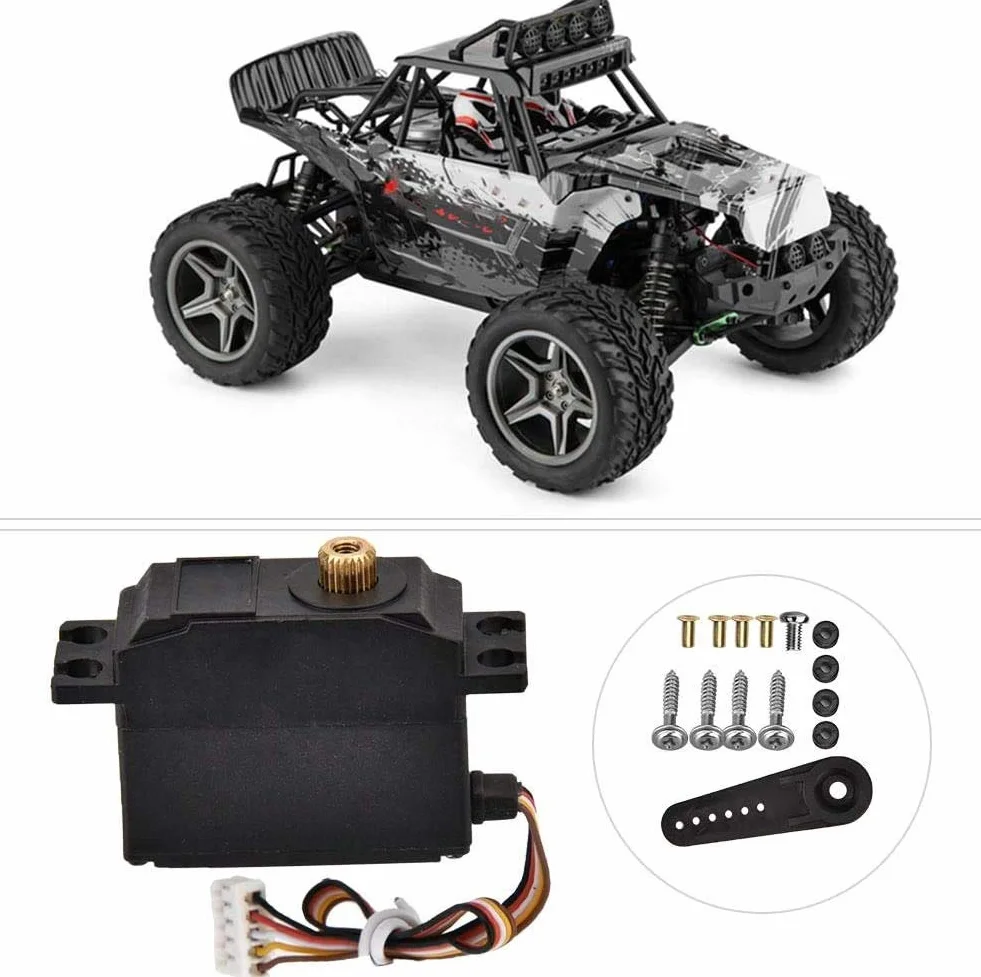 DollaTek Servo in metallo per auto a cinque fili, servo in metallo con accessori di installazione compatibile con Wltoys 12428 12423 RC Auto