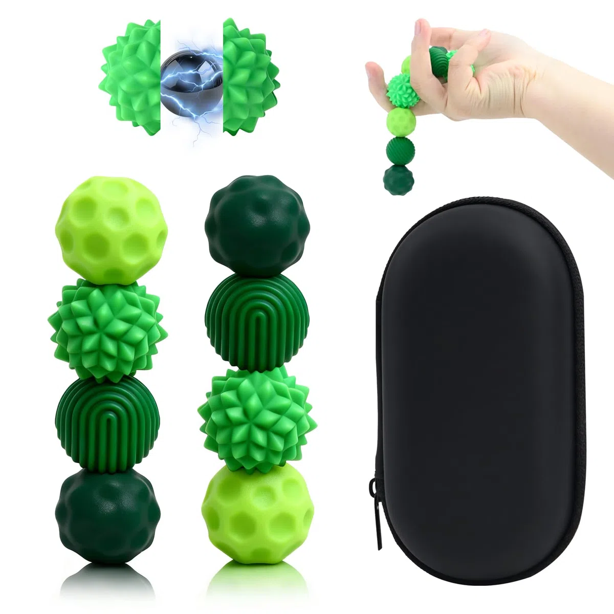 8 Palline Magnetiche Fidget Toys, Palle Fidget Magnetiche in Silicone Giocattoli Sensoriali Fidget con scatola di immagazzinaggio per Adulti e Bambini, Sollievo Dallo Stress e Relax