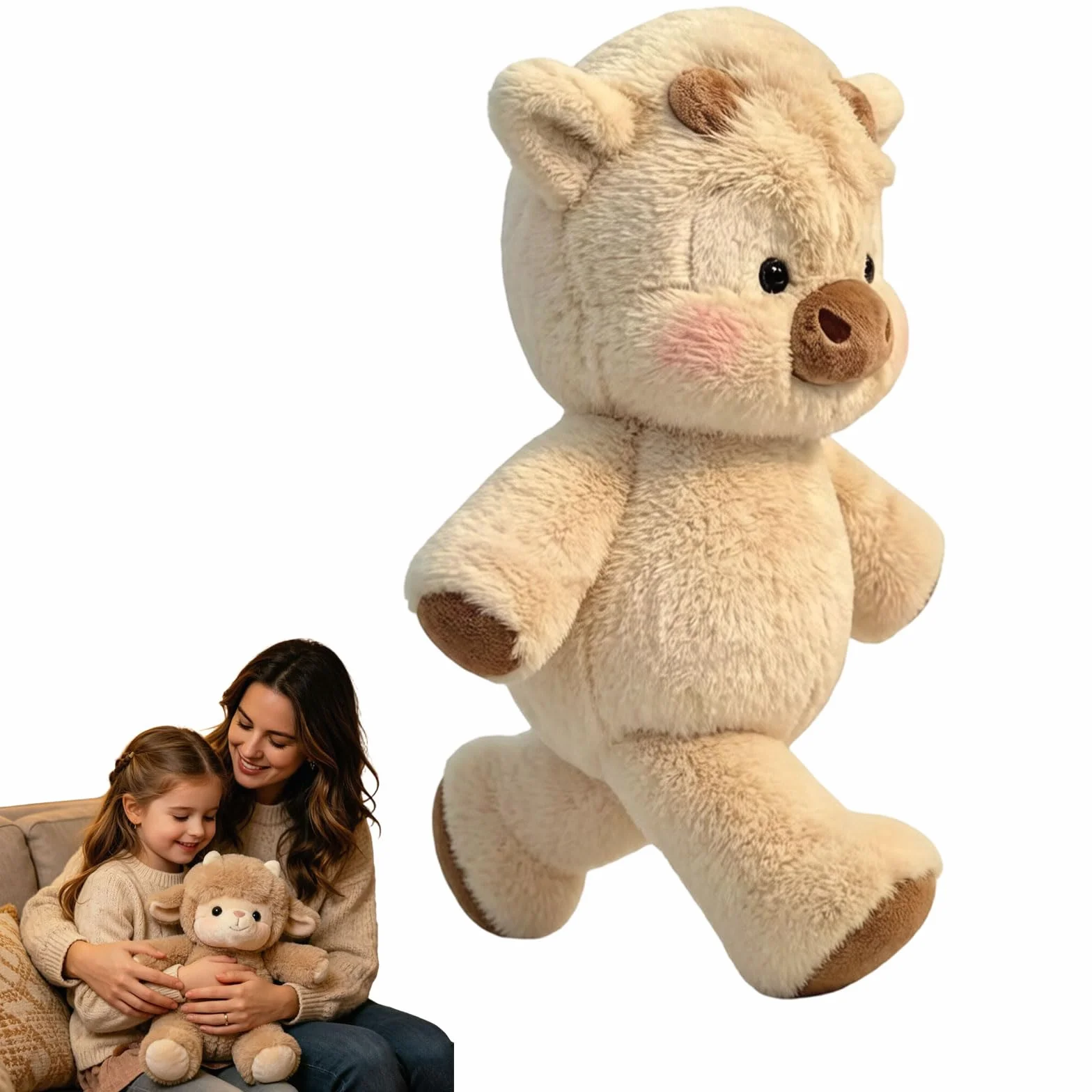 Peluche Che Corre- Peluche mucc a 45cm Cuscino Morbido E Soffice,Bambola Da Collezione A Forma Di Pecora In Stile Cartone Animato, Animale Di Pe luche Per Uomini, Donne, Bambini E Ragazzi