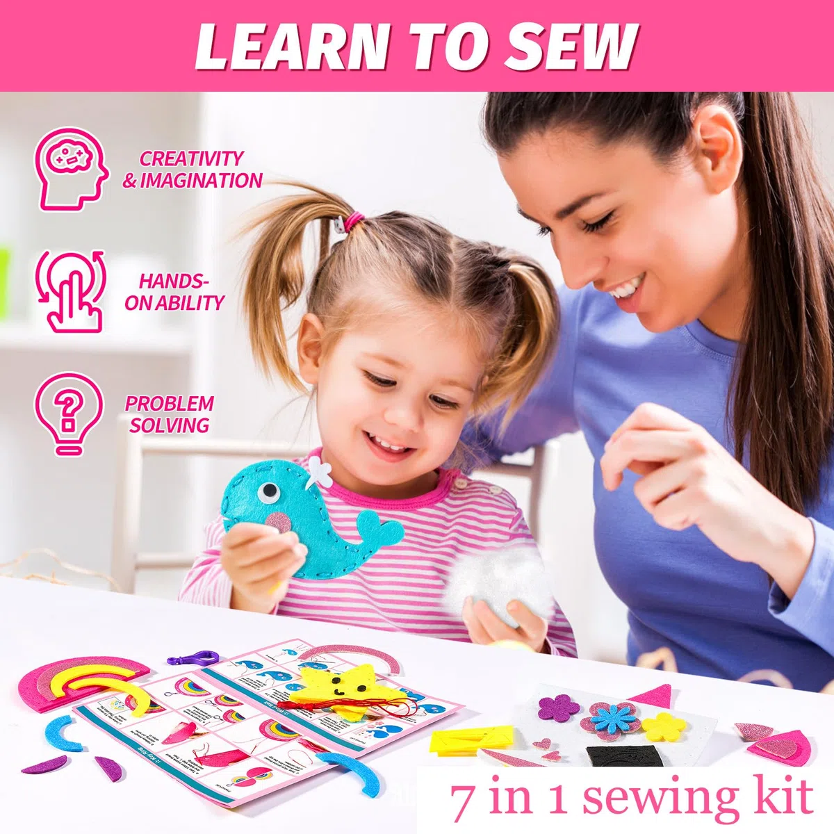 Joyvovo Kit Cucito per Bambine 5-8 Anni, Arti e Mestieri Fai Da Te in Feltro, Regali Creativi e Materiali Artigianato Bambino 6-10 Anni