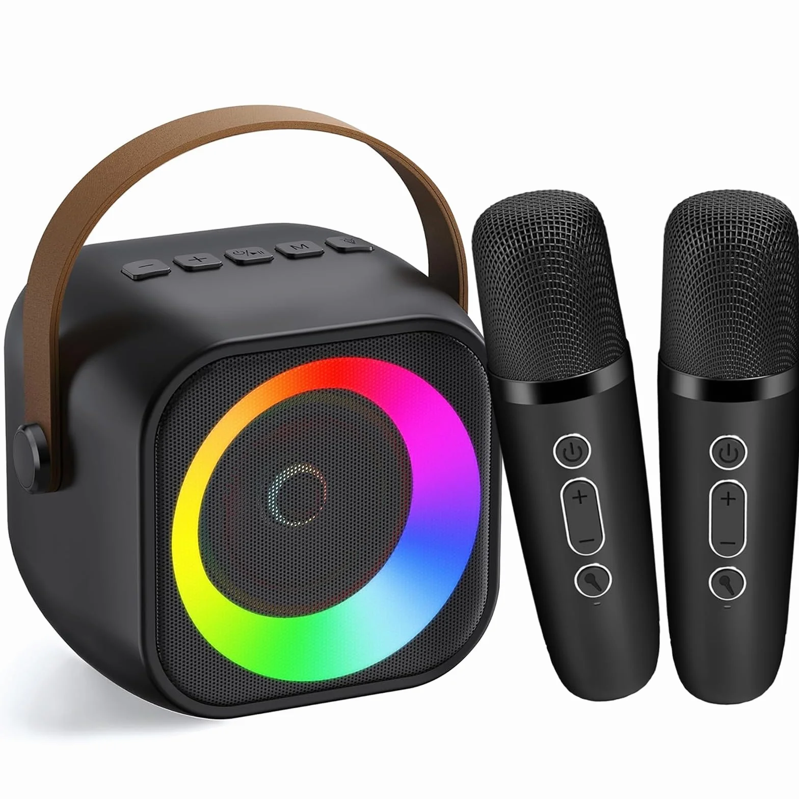 Karaoke Bambini con 2 Microfoni, Microfono Karaoke per Bambini e Adulti con Luce LED, Macchina Karaoke Portatile con Effetti di Cambio Voce, Regali per bambini da 3 a 12 anni