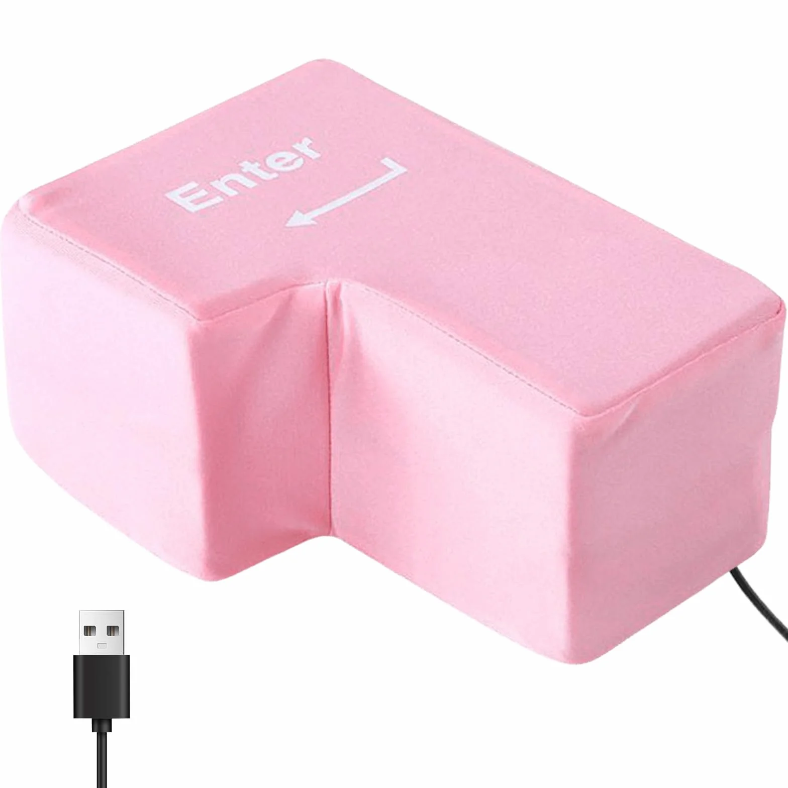 Big Enter Key, cuscino antistress con cavo USB, tastiera multifunzionale, strumenti per alleviare lo stress per ufficio, casa, viaggi d'affari (rosa)