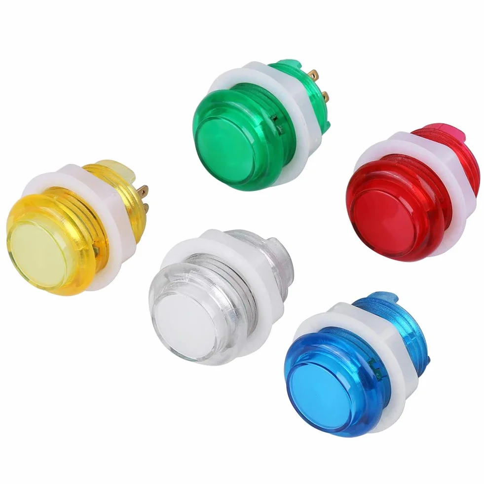 5PC 5V 24mm Jumbo LED Pulsante illuminato Interruttore a pulsante autoripristinante con microinterruttore per progetti di gioco a gettoni