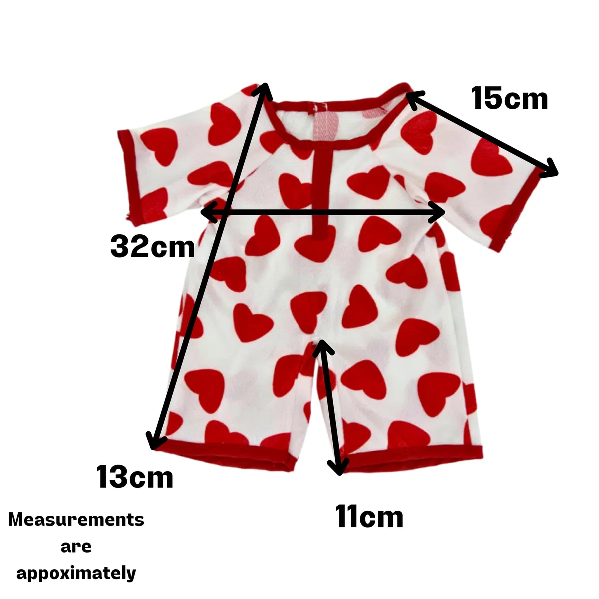 Pigiama tutto in uno con cuoricini, 40 cm, per orsacchiotti Build a Bear