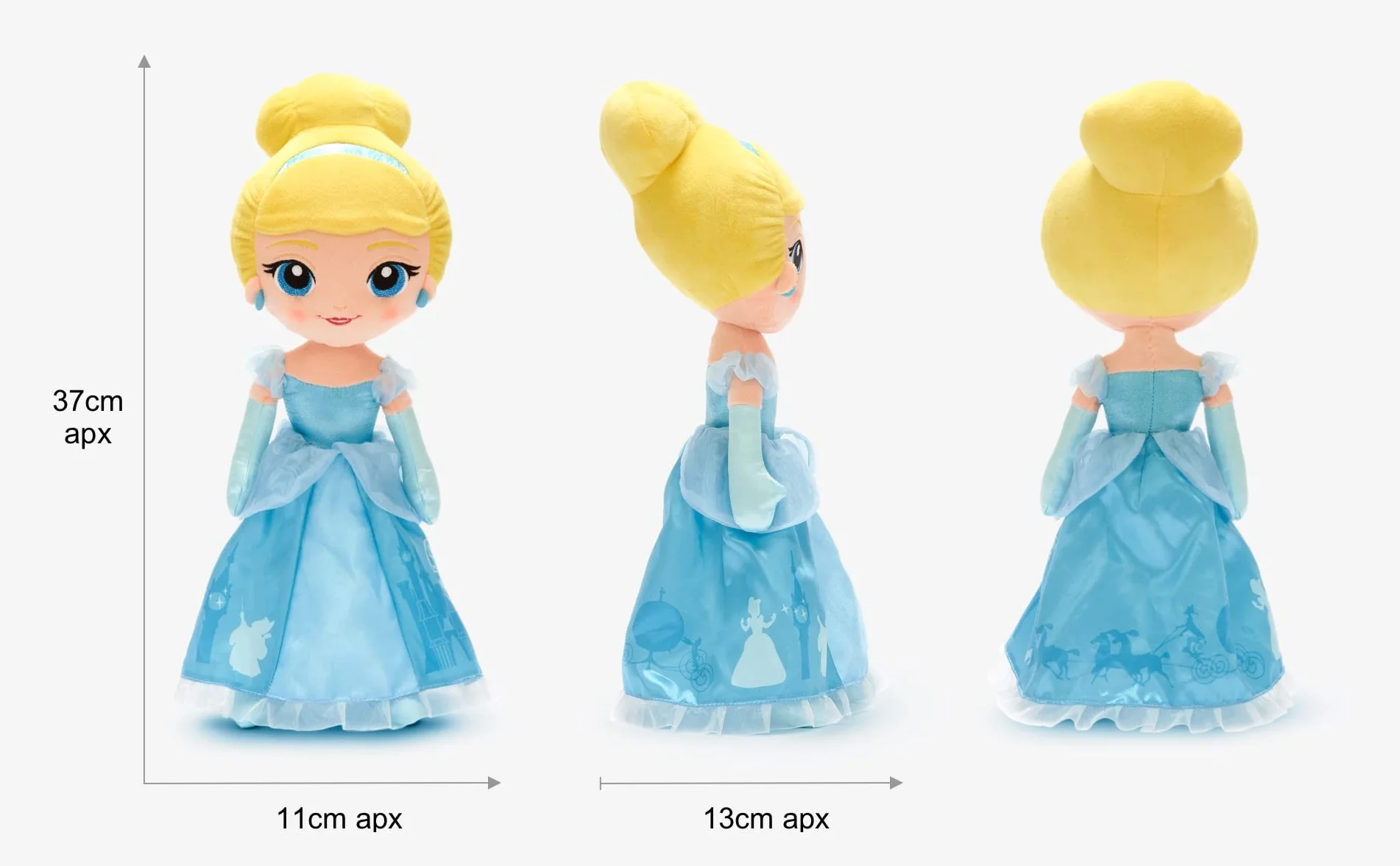 Disney Store bambola ufficiale di peluche per bambini Cenerentola, 37 cm, personaggio classico in peluche in abito iconico, dettagli ricamati e finitura morbida al tatto