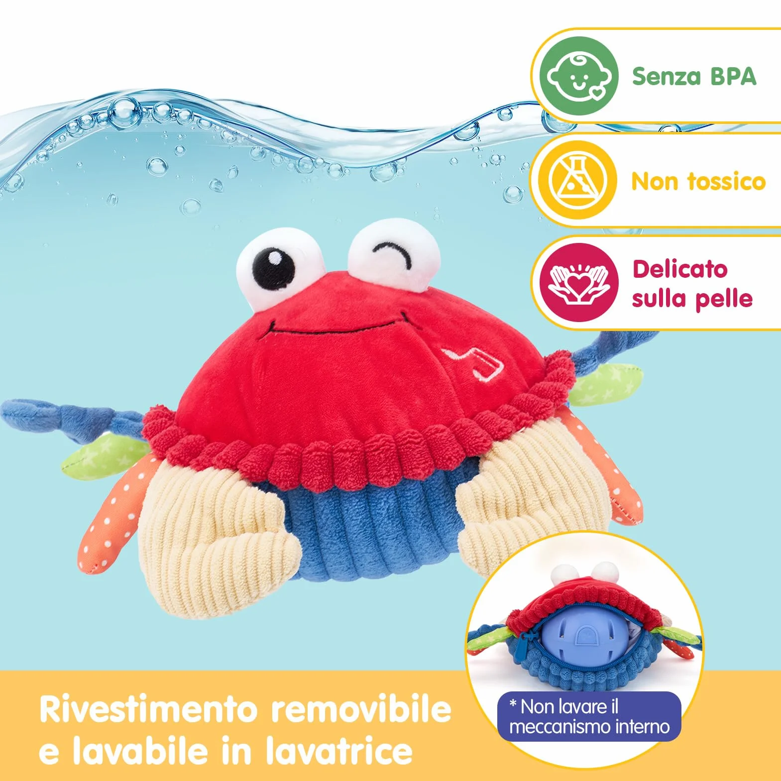 hahaland Giochi Neonato 6 Mesi Granchio Interattivo - Peluche Musicale Giocattolo Gattonare Giochi Bambini 1 Anno - Regalo Neonato per 6 9 12 Mesi