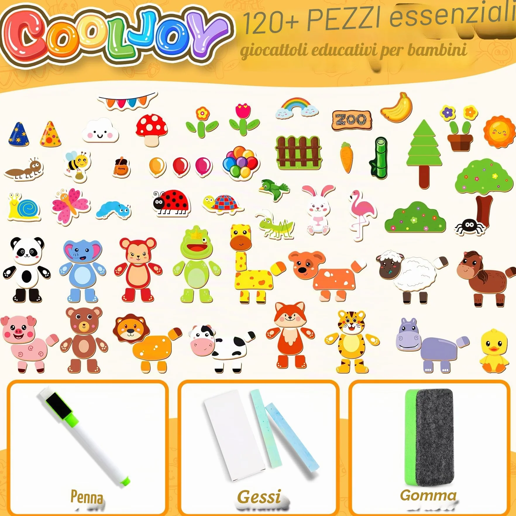 COOLJOY Puzzle Magnetico 120+ Pezzi Bambini 3 Anni, Giochi Montessori Educativi Regalo Bambina