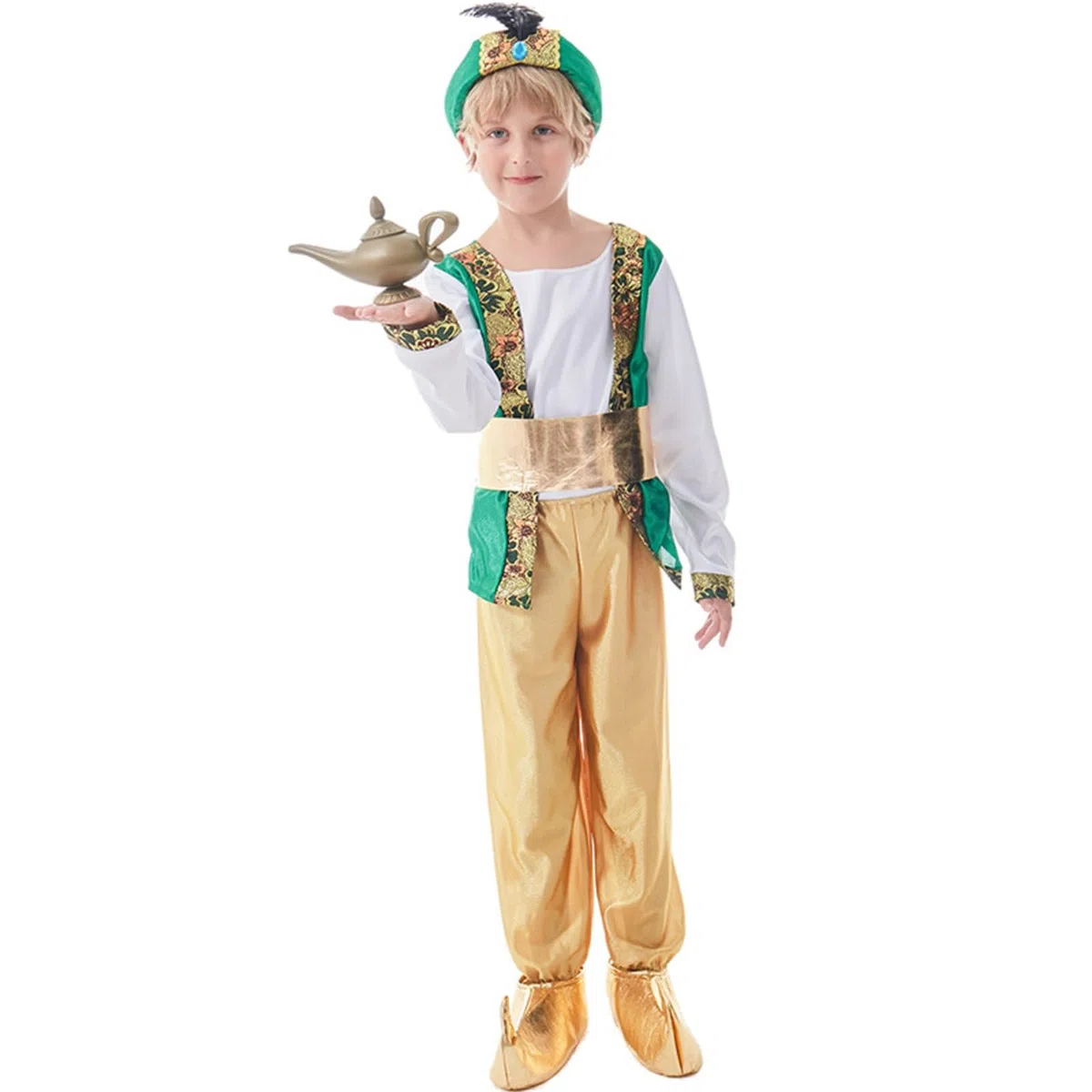 Costume da Magio Verde Bambini Costume da principe di Aladino, costume da cosplay