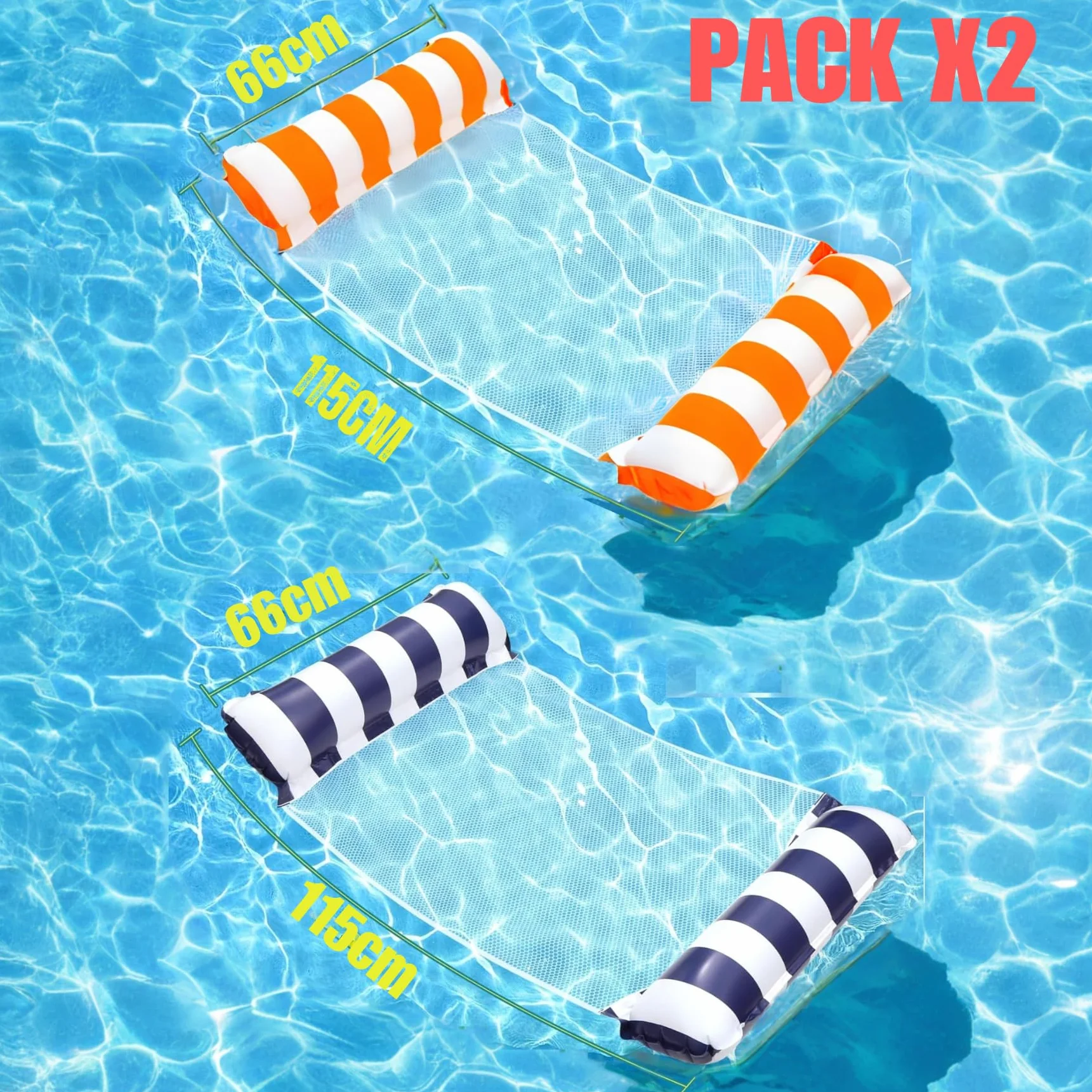 X2 Amaca Galleggiante per Piscina. Amaca da Piscina Gonfiabili per Piscina, Taglia Adulta. Gonfiabili Polifunzionali 4 in 1 per Nuoto, Materassini e Sedie Galleggianti, Divertimento.