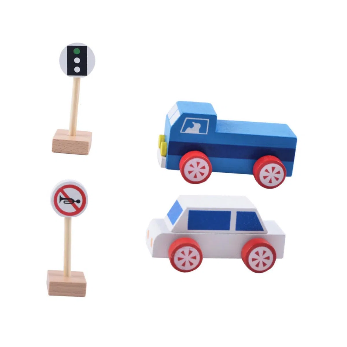 Abaodam 35 Pezzi Segnali Stradali in Legno Faggio Gioco Educativo per Bambini Playset Cartelli Stradali per Bambini per Apprendimento Traffico E Sviluppo Abilità