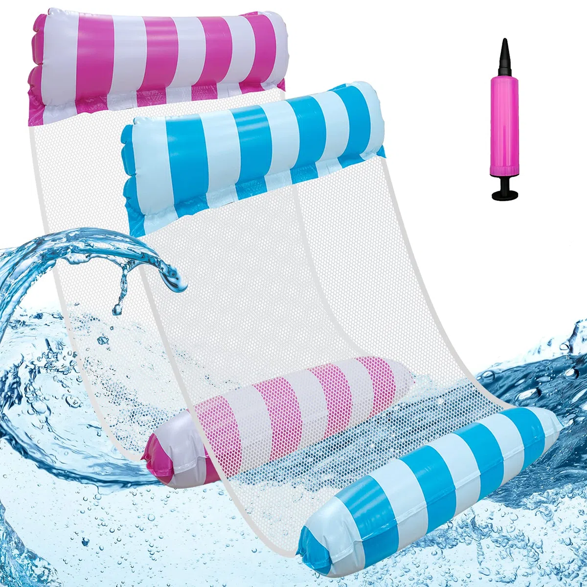 Amaca Galleggiante, Materassino per Piscina 4 in 1, Amaca Mare con Pompa ad Aria, Accessorio per La Piscina per Adulti, Poltrona Galleggiante Piscina