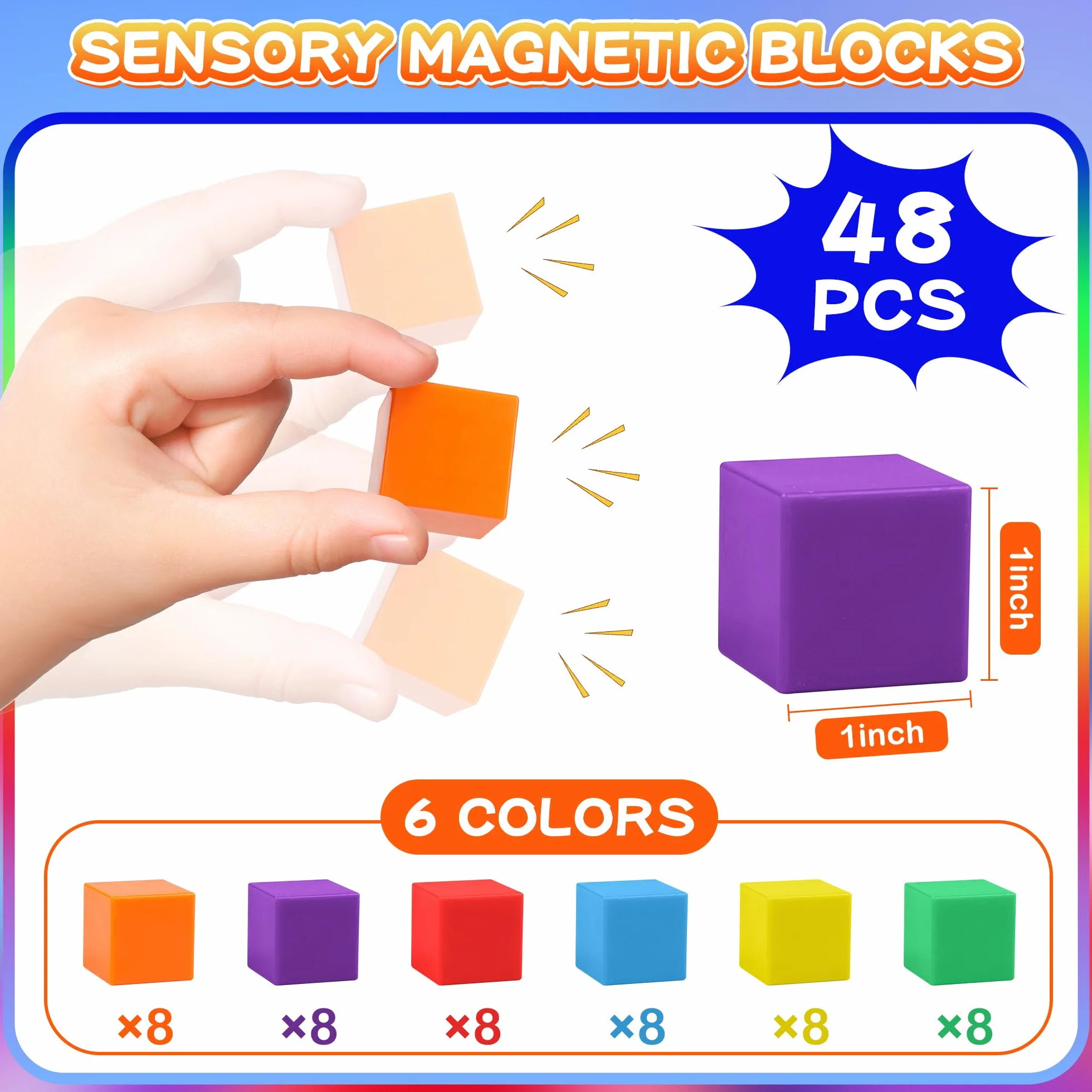 ROUSKY 48 pezzi strumenti didattici matematici – cubi magnetici esagonali, blocchi magnetici, pensiero spaziale, modelli geometrici solidi per studenti, mattoncini magnetici per bambini