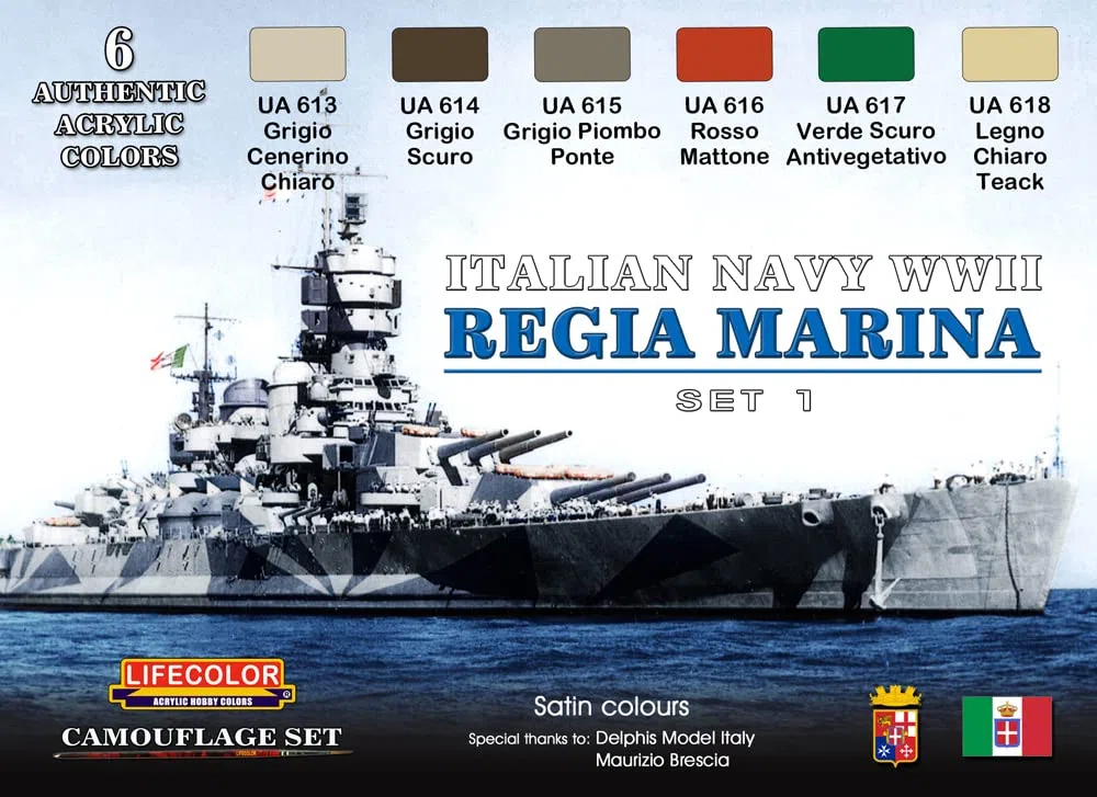 Kit aerografo di colori camouflage LifeColor CS15 ITALIAN NAVY WWII SET1 REGIA MARINA ITALIANA