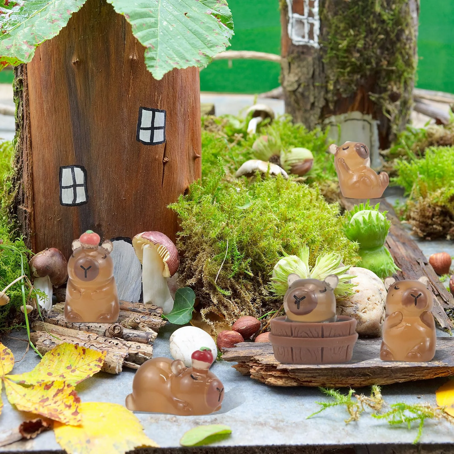 GlamRays Confezione da 30 mini statuette Capybara in resina luminosa Capybara, mini giocattolo, idea regalo per scrivania, da tavolo, decorazione artigianale per esterni