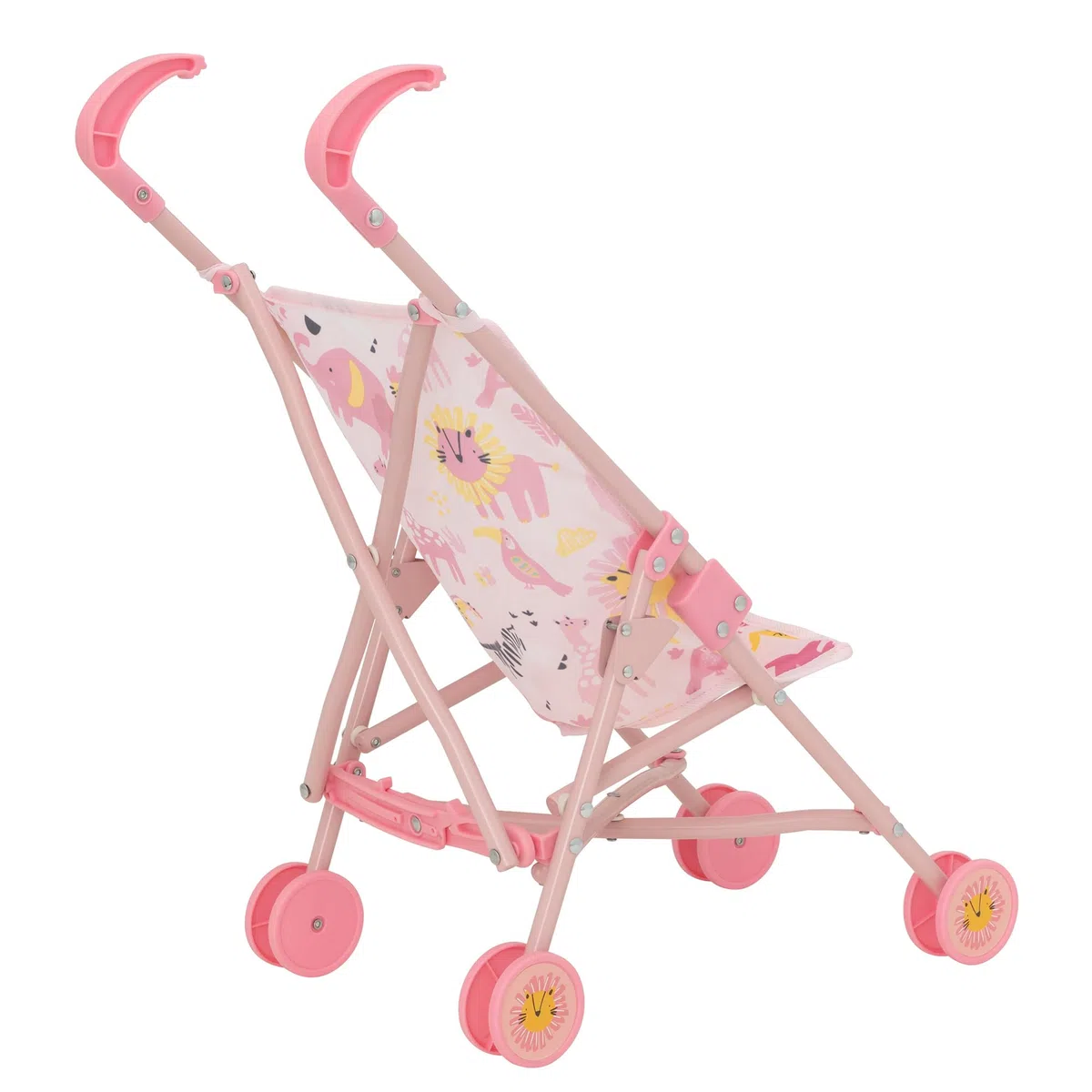 BabyBoo - Passeggino singolo, passeggino per bambole, passeggino ombrello, pieghevole, giocattolo per giochi di ruolo bambini dai 2 anni in su (giungla rosa)