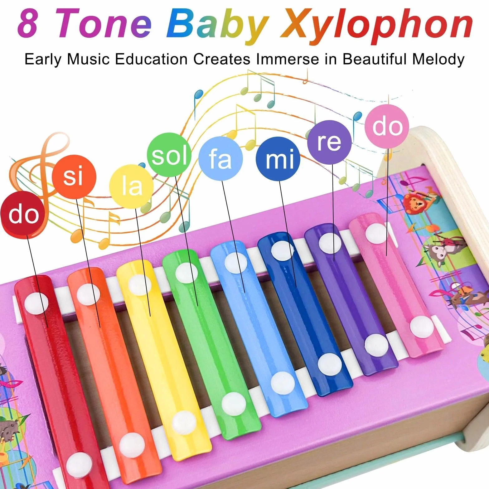 3 in 1 Giochi Legno Bambini con Xilofono/Acchiappa La Talpa/Labirinto, Strumenti Musicali Bambini, Gioco Banco di Martello, Giochi Educativi Montessori, per Regalo Bambino Bambina 1 2 3 Anno