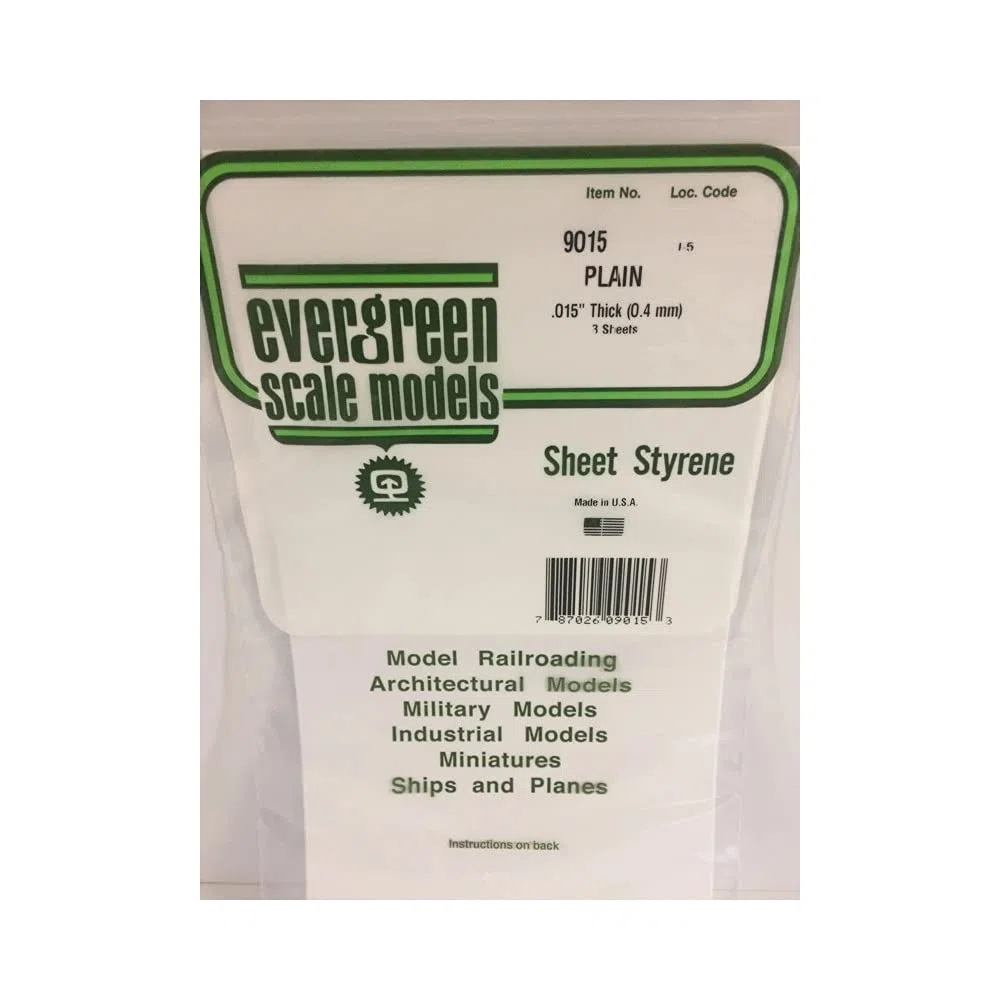 Evergreen 9015 - Pannelli di polistirolo, 150 x 300 x 0,38 mm, 3 Pezzi