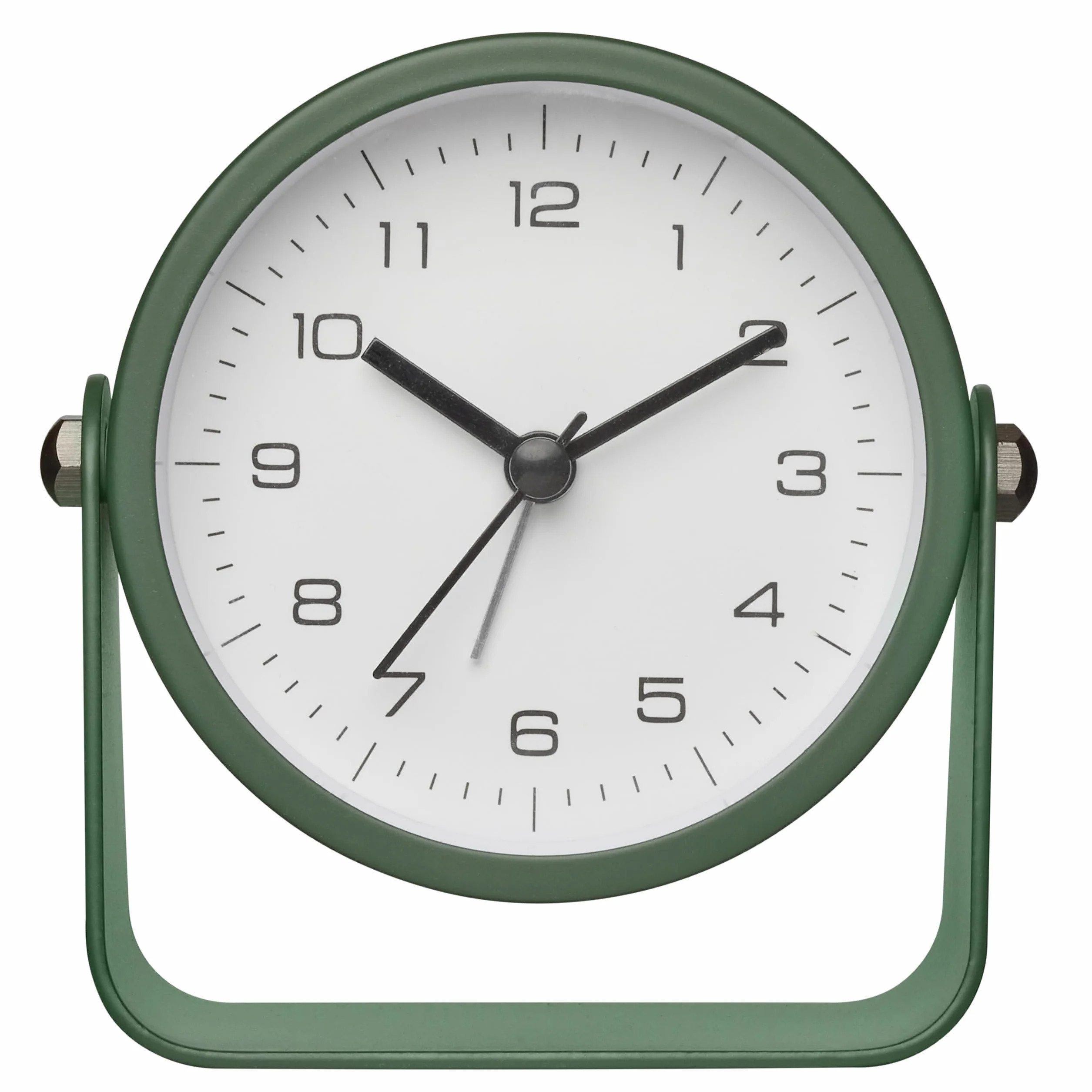TFA Dostmann Sveglia analogica da comodino, Design, 60.1042.04, senza ticchettio, extra silenziosa, in metallo, con retroilluminazione, adatta anche come orologio da tavolo, verde