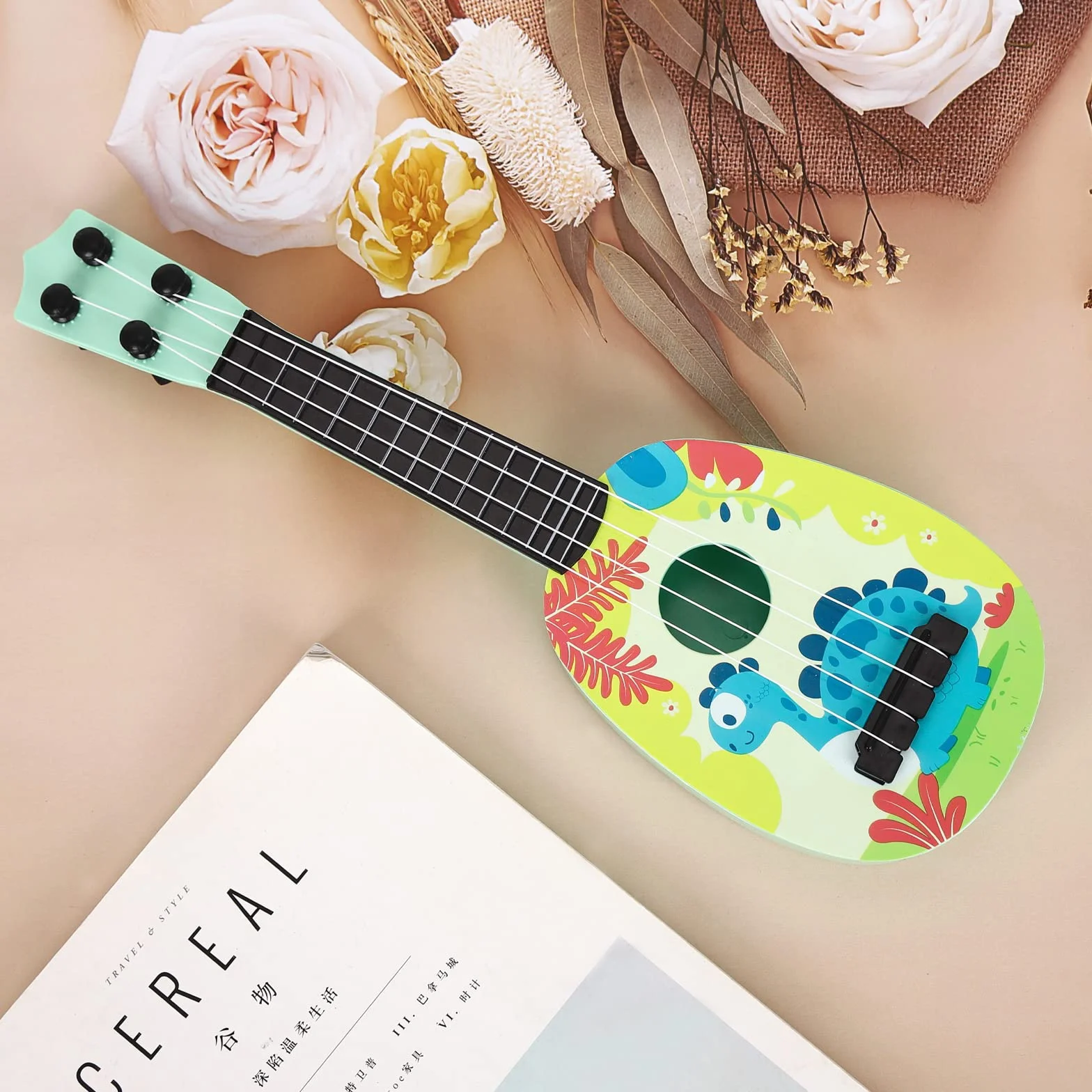 37cm Giocattolo per Chitarra Ukulele per Bambini con 4 Corde Regolabili,Giocattoli Educativi di Apprendimento Mini Chitarra per Bambini Principianti Ragazzi Ragazze Regalo (Style-B)