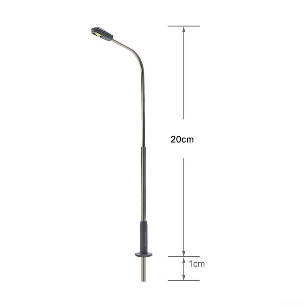 10Pcs Lampada da Strada Modello LED, Lampada da Modello Ferroviario 1:50 Bianca Calda, Lampione da Palo, H0 per Singola Testa di Misura TT