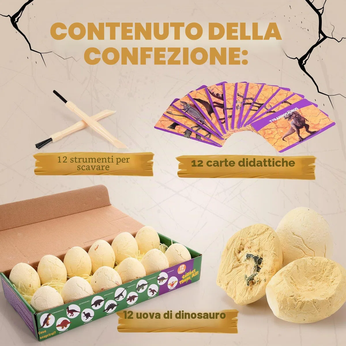 iKidiki Dinosauri per Bambini, Giochi Bambini 3 4 5 6 7 8 Anni Regalo Bambino 3-8 Anni Giocattolo per Scavare Uova di Dinosauro Gioco Bambino 4 5 6 Anni Maschio