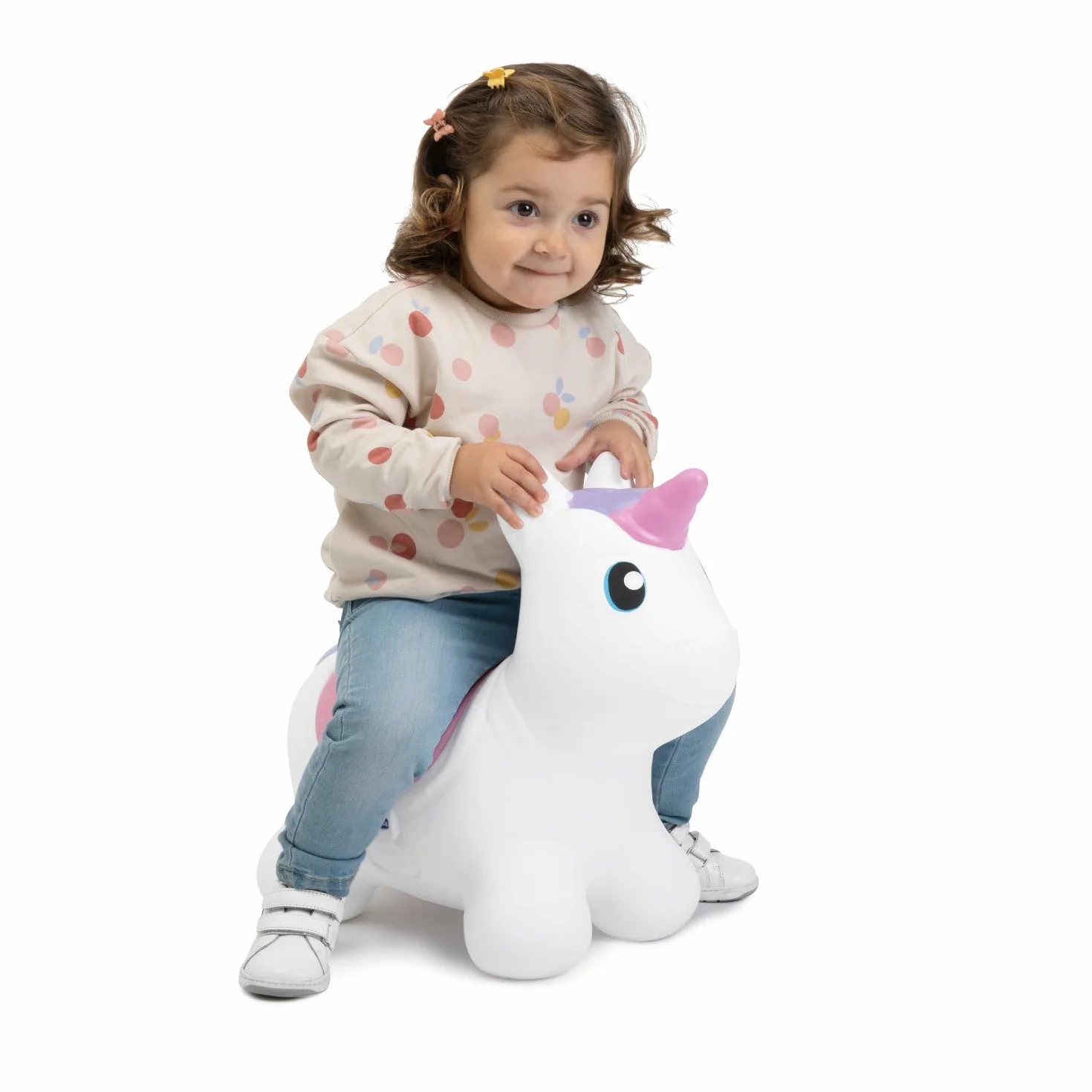 Chicco Bouncy Unicorno Cavalcabile Gonfiabile Rimbalzante Facile Da Gonfiare Con Pompetta Manuale Inclusa Per Giocare Dentro E Fuori Casa Morbido Materiale Resistente e Facile Da Pulire 18 Mesi-5 Anni